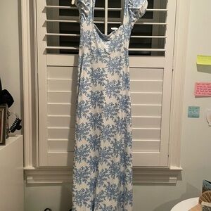 Blue and White Floral Maxi Dress